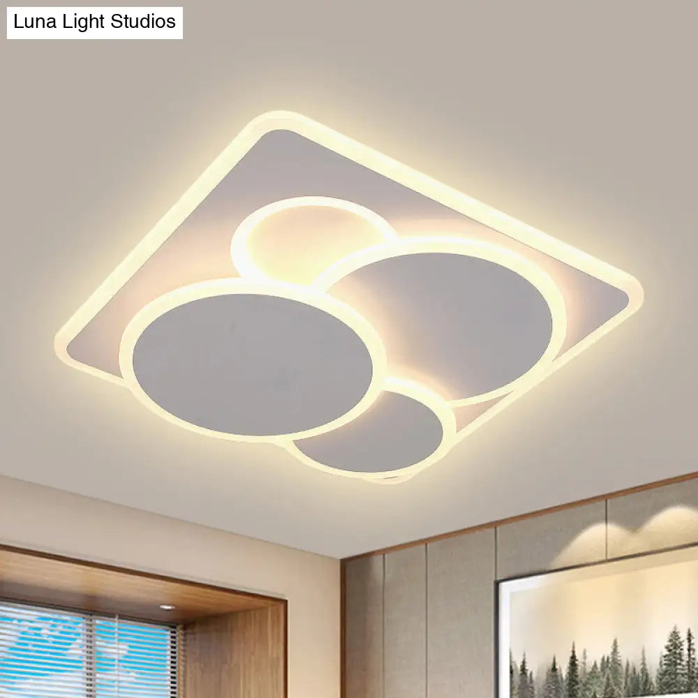 Modern Geometric Flush Mount Led Ceiling Light In Warm/White Acrylic