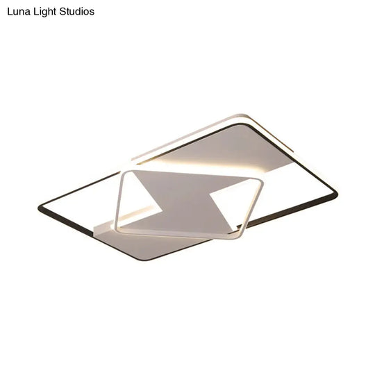 Modern Geometric Flush Mount Led Light Fixture In Black And White Acrylic Warm/White Lighting