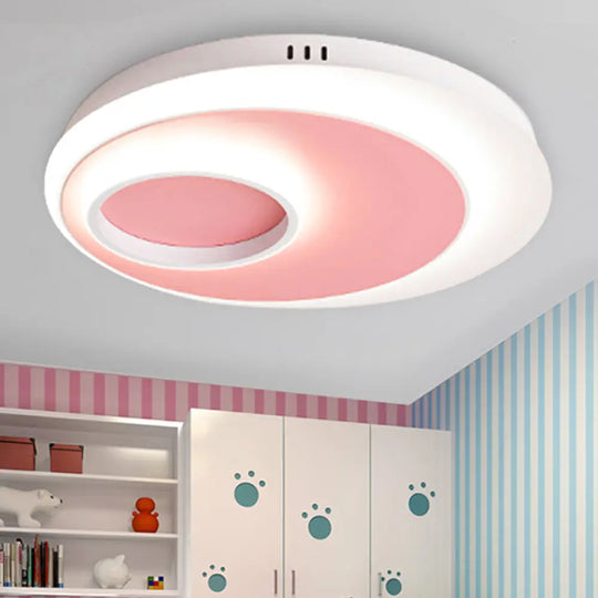 Modern Geometric Flush Nordic Metal & Acrylic Integrated Led Ceiling Light Pink / White