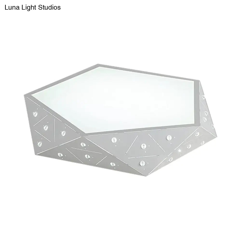 Modern Geometric Flushmount Nordic Led Light - Crystal Accents Black/White 16/19.5 Wide