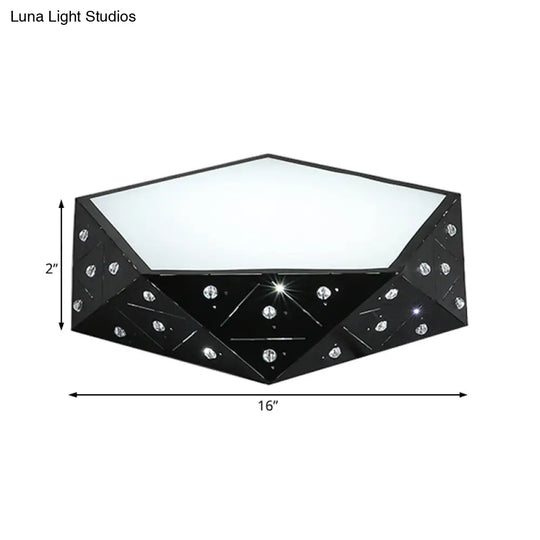 Modern Geometric Flushmount Nordic Led Light - Crystal Accents Black/White 16’/19.5’ Wide