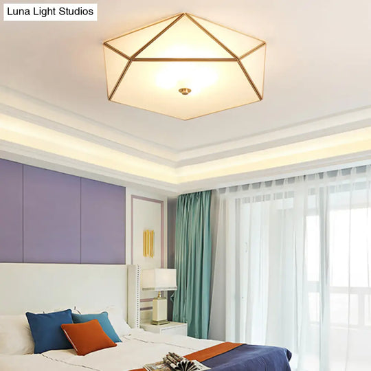 Modern Geometric Glass Flush Mount Chandelier - 3 Heads Ceiling Light Fixture For Living Room