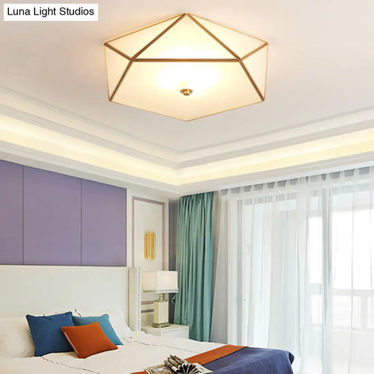Modern Geometric Glass Flush Mount Chandelier - 3 Heads Ceiling Light Fixture For Living Room