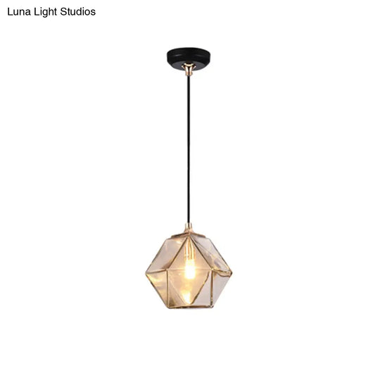 Modern Glass Geometric Pendant Light With Grey/Amber Blend - 1 Hanging