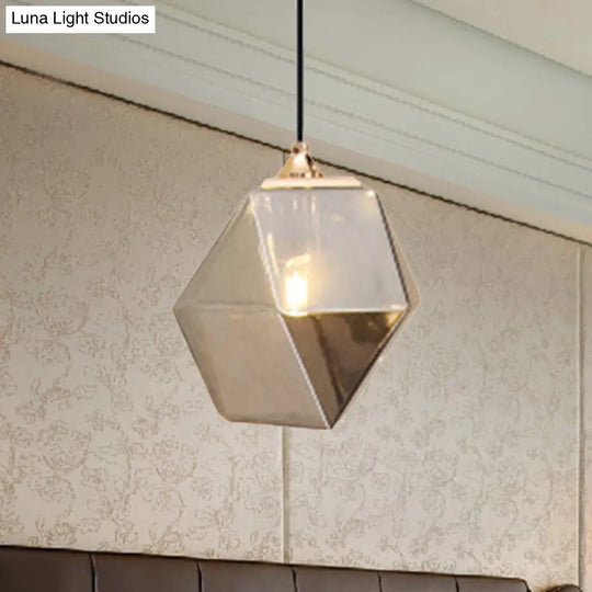 Modern Glass Geometric Pendant Light With Grey/Amber Blend - 1 Hanging