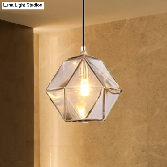 Modern Glass Geometric Pendant Light With Grey/Amber Blend - 1 Hanging