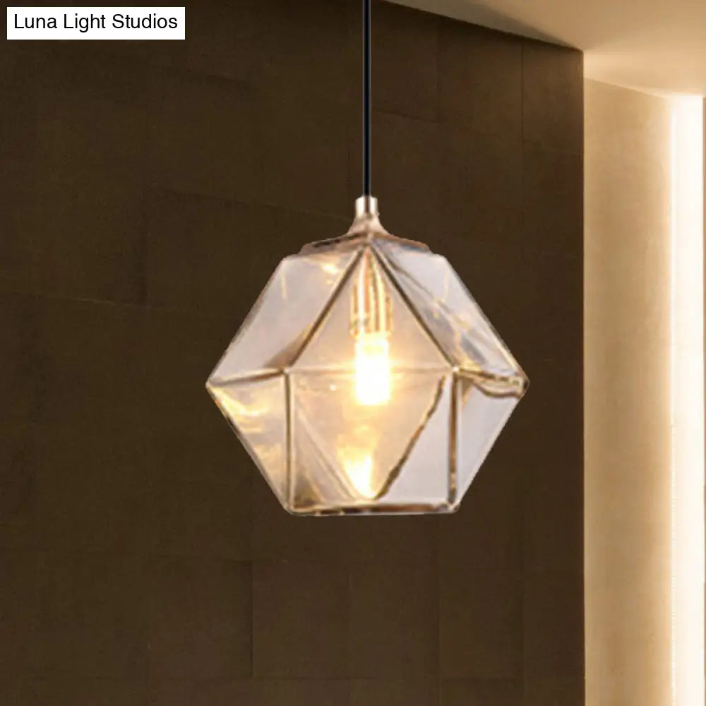 Modern Glass Geometric Pendant Light With Grey/Amber Blend - 1 Hanging