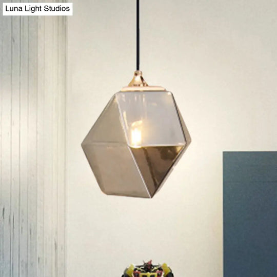 Modern Glass Geometric Pendant Light With Grey/Amber Blend - 1 Hanging Grey