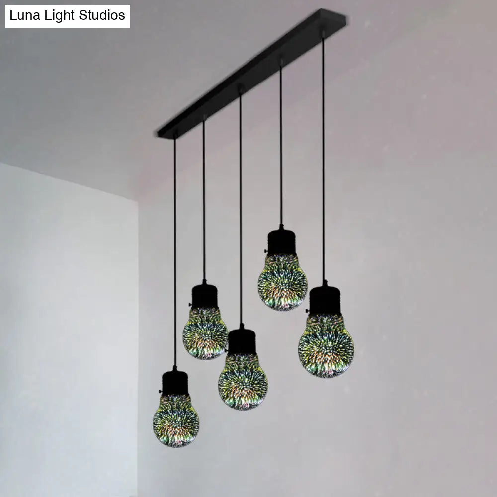 Modern Black Geometric 3D Glass Pendant Lamp For Restaurants / F Linear