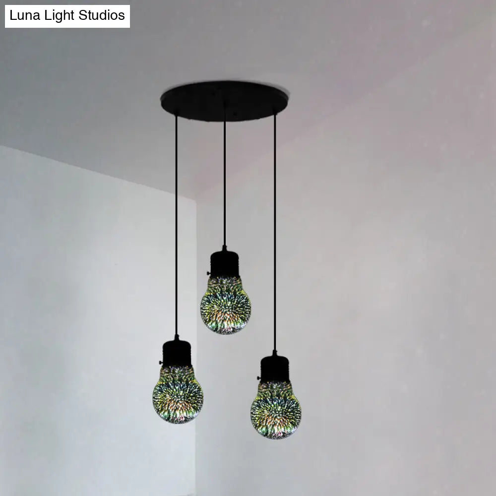 Modern Black Geometric 3D Glass Pendant Lamp For Restaurants / D Round