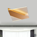 Modern Geometric Led Ceiling Lamp - Black/White/Gold Flush Mount For Bedroom White/Warm Light Gold