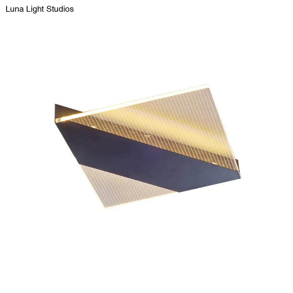 Modern Geometric Led Ceiling Lamp - Black/White/Gold Flush Mount For Bedroom White/Warm Light