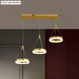 Geometric Led Ceiling Light With Metallic Finish - Perfect For Dining Room 3-Bulb Suspension Fixture
