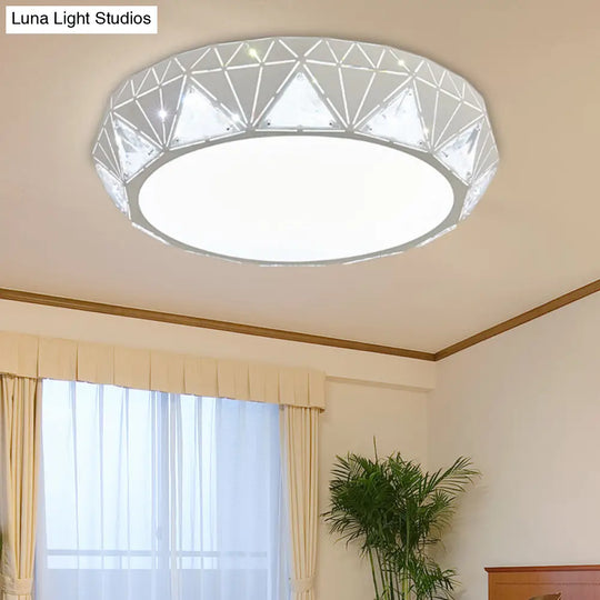 Modern Geometric Led Ceiling Lamp With Crystal Accent In White/Gold 12/18 W White / 18