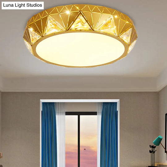 Modern Geometric Led Ceiling Lamp With Crystal Accent In White/Gold 12/18 W Gold / 18