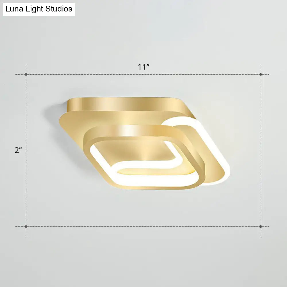 Modern Geometric Led Ceiling Light Fixture For Hallway - Minimalist Acrylic Design Gold / White