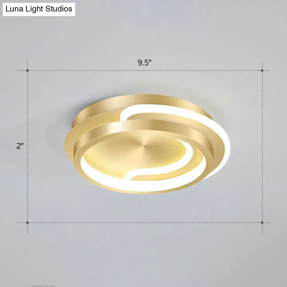 Modern Geometric Led Ceiling Light Fixture For Hallway - Minimalist Acrylic Design Gold / White