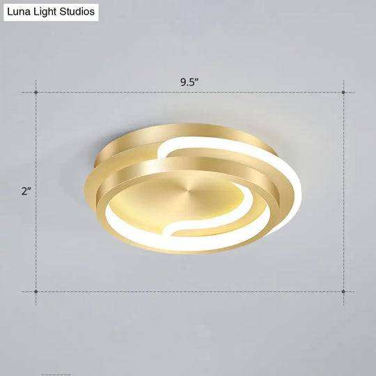 Modern Geometric Led Ceiling Light Fixture For Hallway - Minimalist Acrylic Design Gold / White