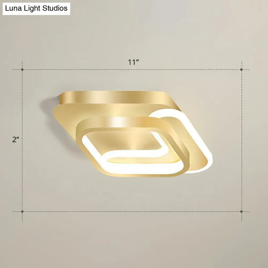 Modern Geometric Led Ceiling Light Fixture For Hallway - Minimalist Acrylic Design Gold / Third Gear