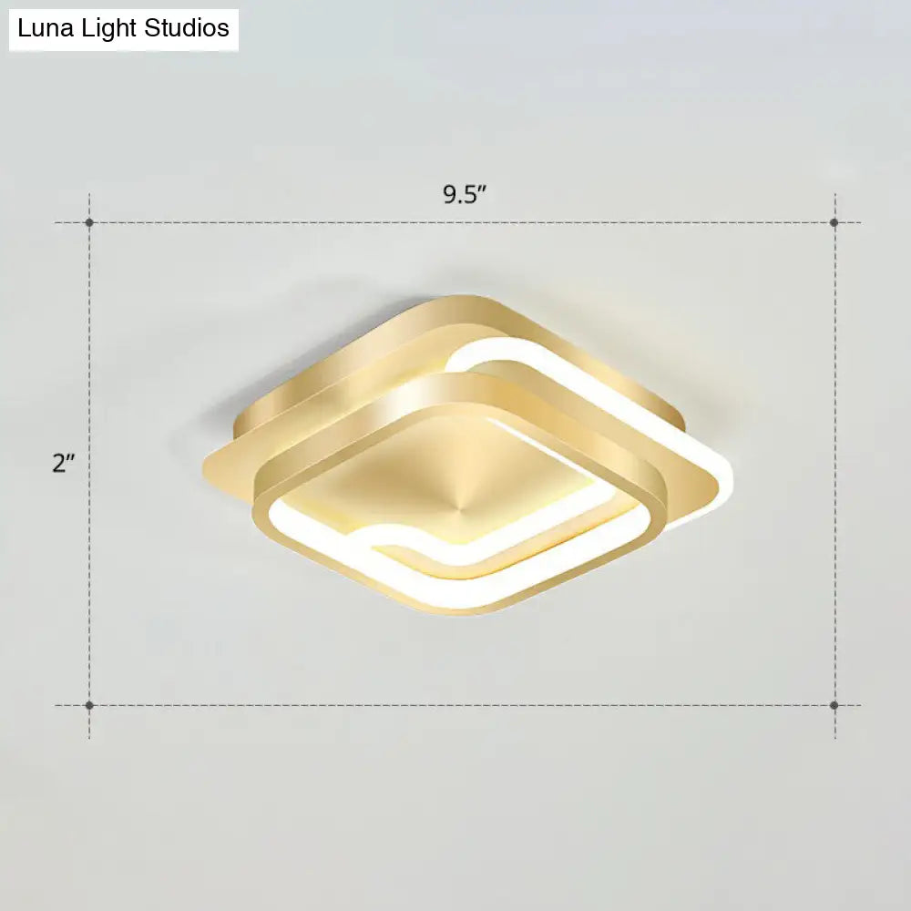 Modern Geometric Led Ceiling Light Fixture For Hallway - Minimalist Acrylic Design Gold / White