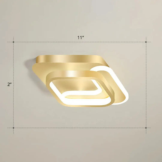 Modern Geometric Led Ceiling Light Fixture For Hallway - Minimalist Acrylic Design Gold / Third