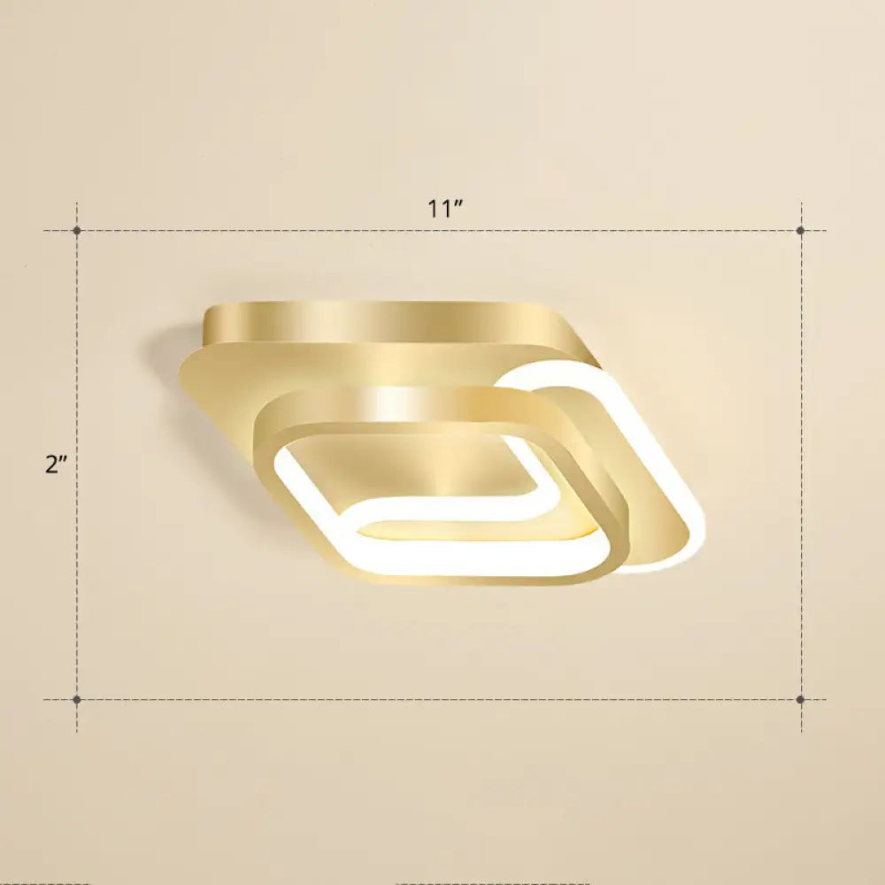 Modern Geometric Led Ceiling Light Fixture For Hallway - Minimalist Acrylic Design Gold / Warm