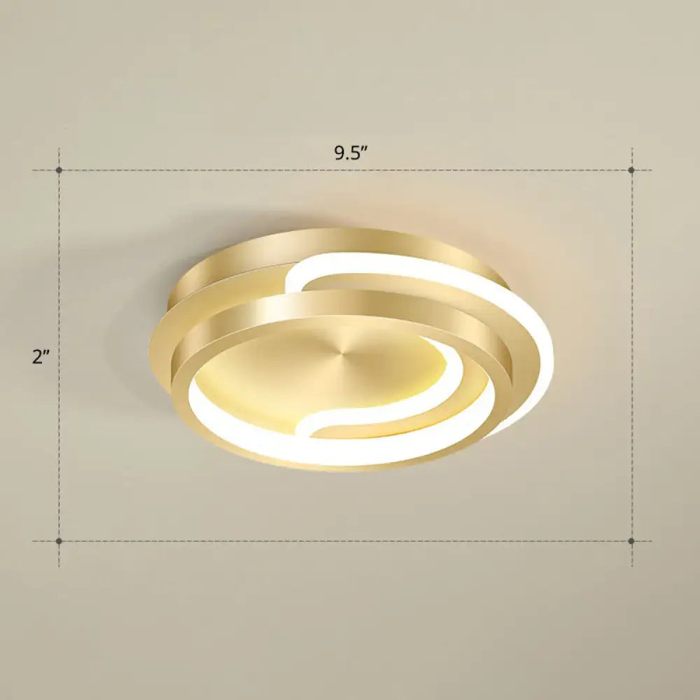 Modern Geometric Led Ceiling Light Fixture For Hallway - Minimalist Acrylic Design Gold / Warm Round