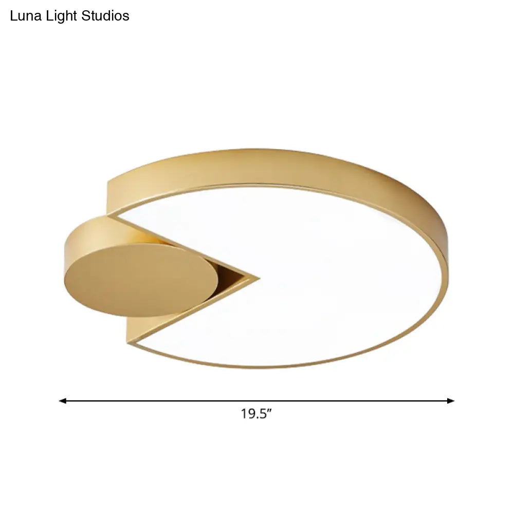 Modern Geometric Led Ceiling Light In Gold With 3 Color Options Minimalistic Flush-Mounted Metal