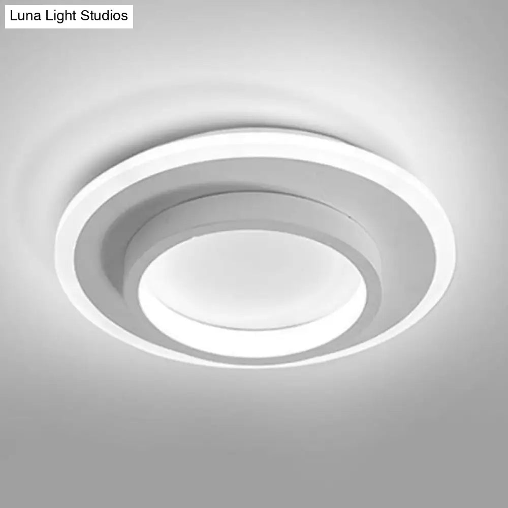 Modern Geometric Led Flush Ceiling Light - Nordic Style White / Round