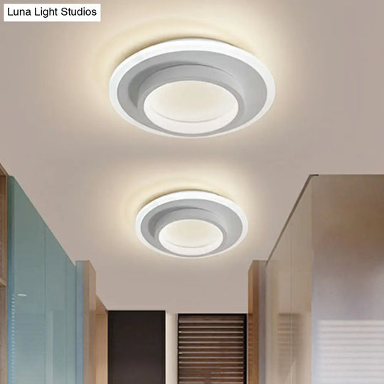 Modern Geometric Led Flush Ceiling Light - Nordic Style White / Warm Round