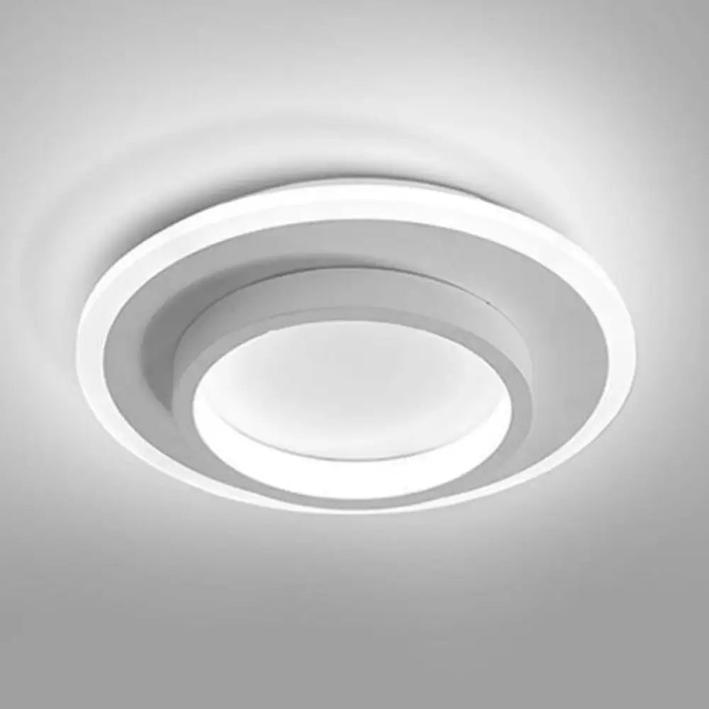 Modern Geometric Led Flush Ceiling Light - Nordic Style White / Round