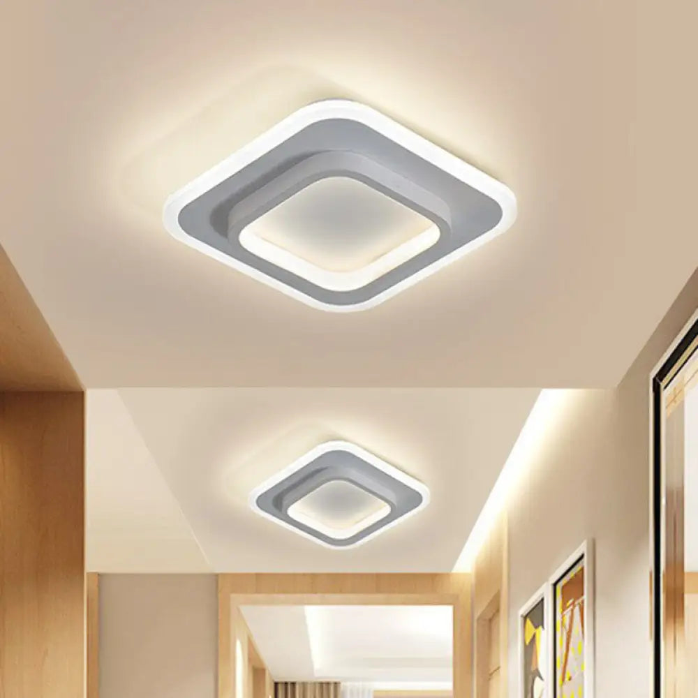 Modern Geometric Led Flush Ceiling Light - Nordic Style White / Square Plate