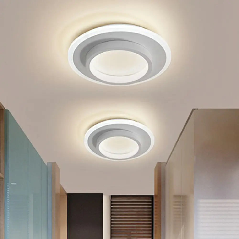 Modern Geometric Led Flush Ceiling Light - Nordic Style White / Warm Round