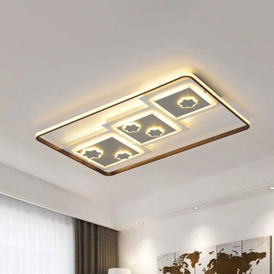 Modern Geometric Led Flush Mount Ceiling Lamp In Black - 19.5’/37.5’ Wide / 37.5’