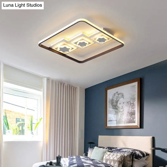 Modern Geometric Led Flush Mount Ceiling Lamp In Black - 19.5/37.5 Wide / 19.5