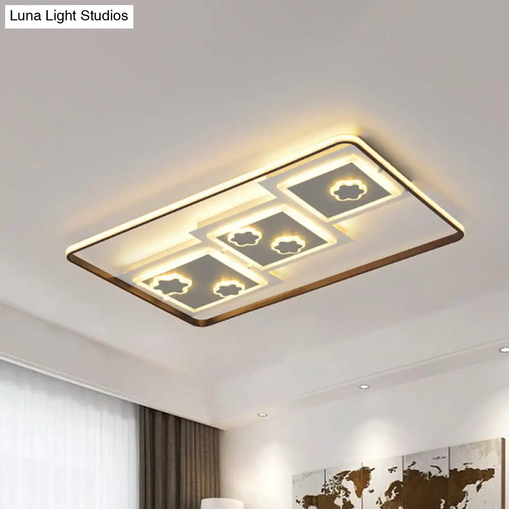 Modern Geometric Led Flush Mount Ceiling Lamp In Black - 19.5/37.5 Wide / 37.5