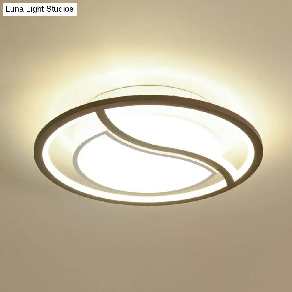 Modern Geometric Led Flush Mount Ceiling Light In Coffee Acrylic For Your Living Room / Round