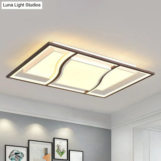 Modern Geometric Led Flush Mount Ceiling Light In Coffee Acrylic For Your Living Room