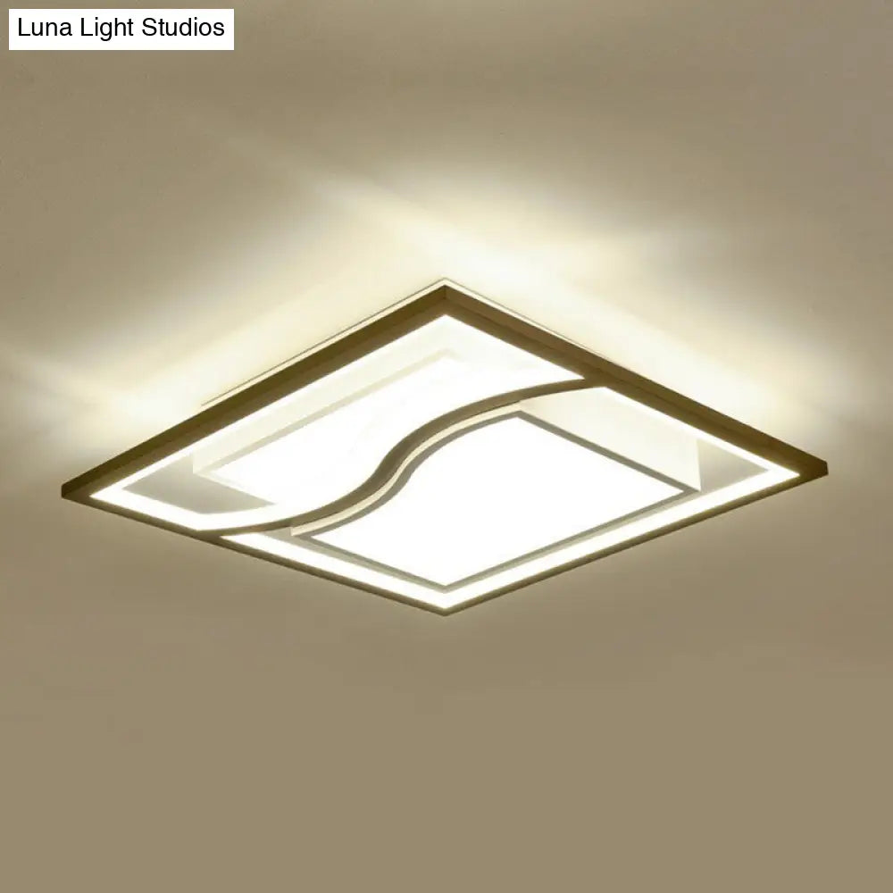 Modern Geometric Led Flush Mount Ceiling Light In Coffee Acrylic For Your Living Room / Square