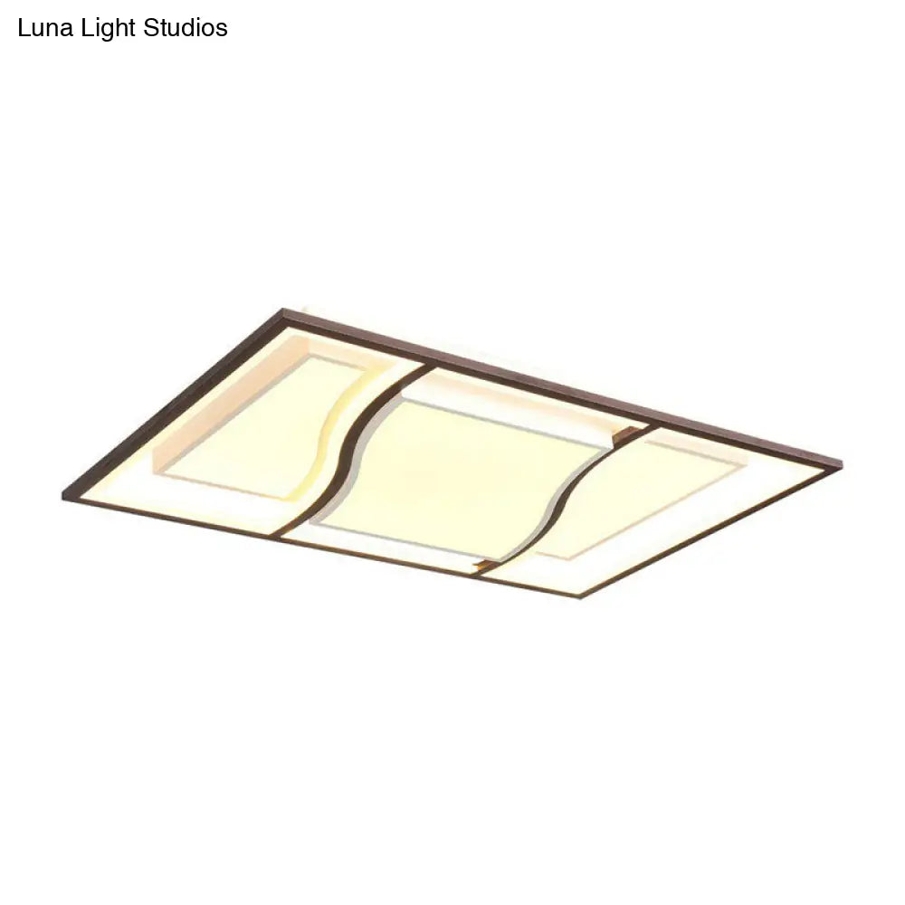 Modern Geometric Led Flush Mount Ceiling Light In Coffee Acrylic For Your Living Room