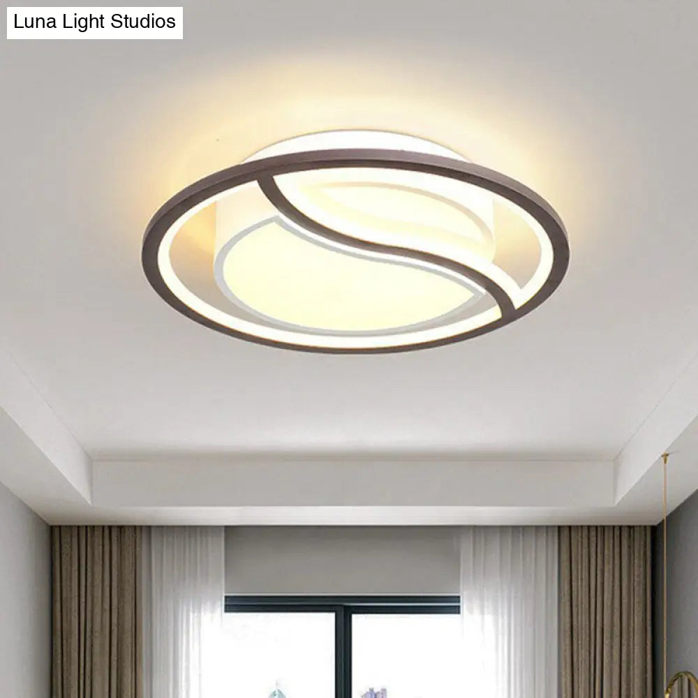 Modern Geometric Led Flush Mount Ceiling Light In Coffee Acrylic For Your Living Room