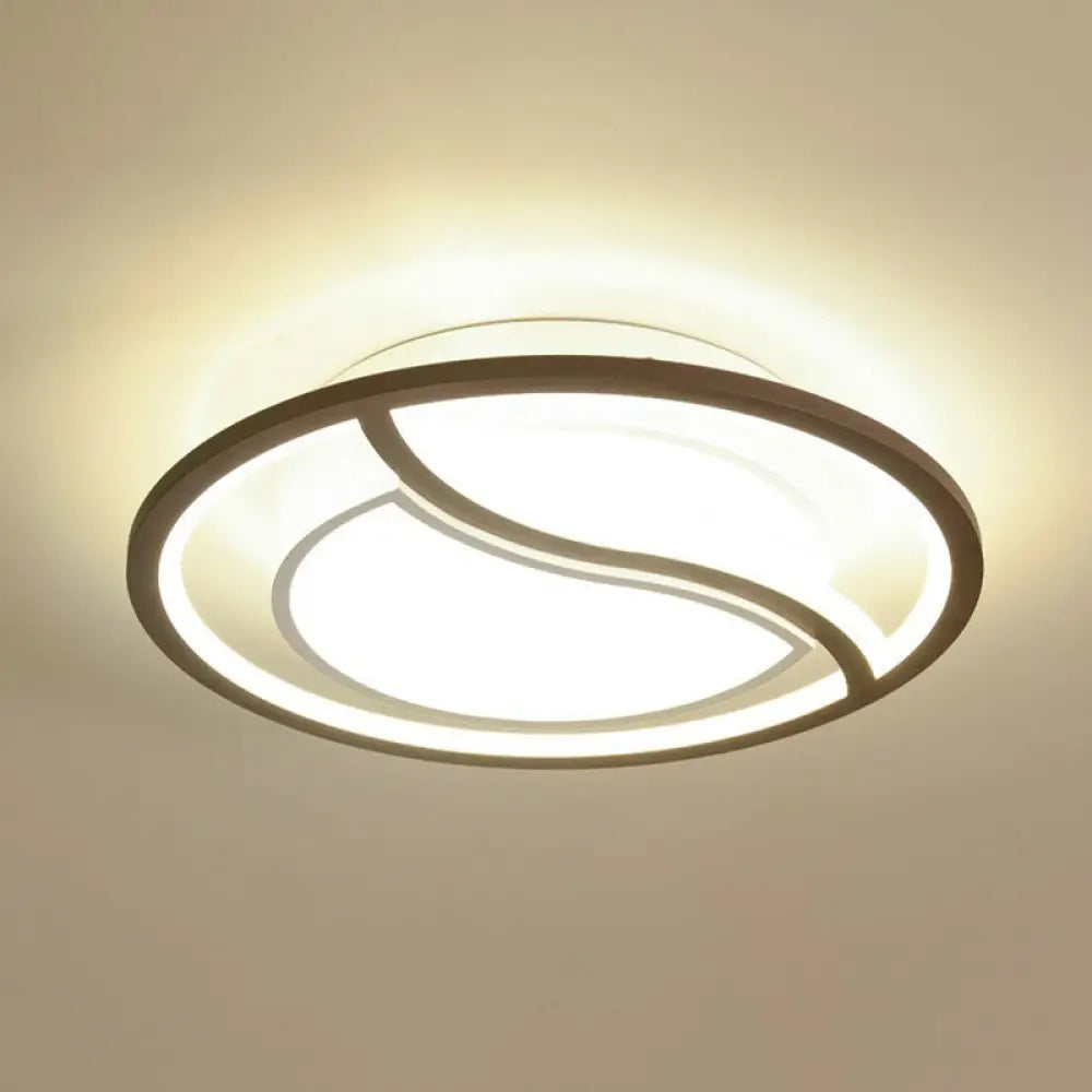 Modern Geometric Led Flush Mount Ceiling Light In Coffee Acrylic For Your Living Room / Round