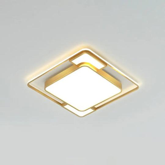 Modern Geometric Led Flush Mount Gold Ceiling Light For Living Room / 16.5’ Warm