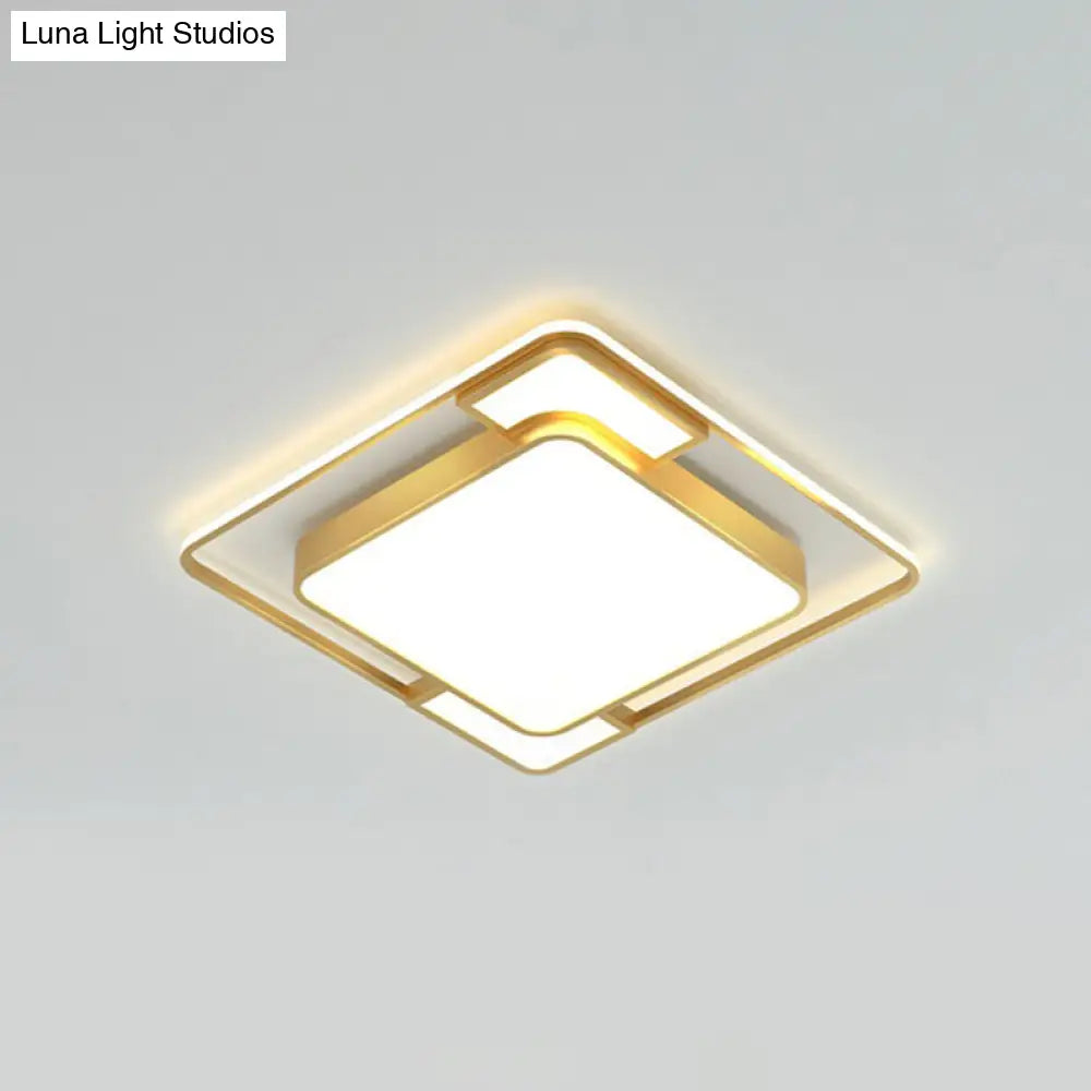 Modern Geometric Led Flush Mount Gold Ceiling Light For Living Room / 16.5 Warm