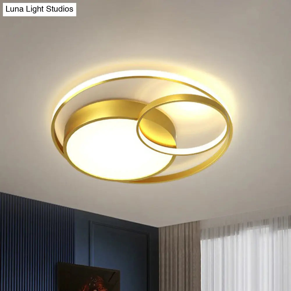 Modern Geometric Led Flush Mount Gold Ceiling Light For Living Room / 15.5 White