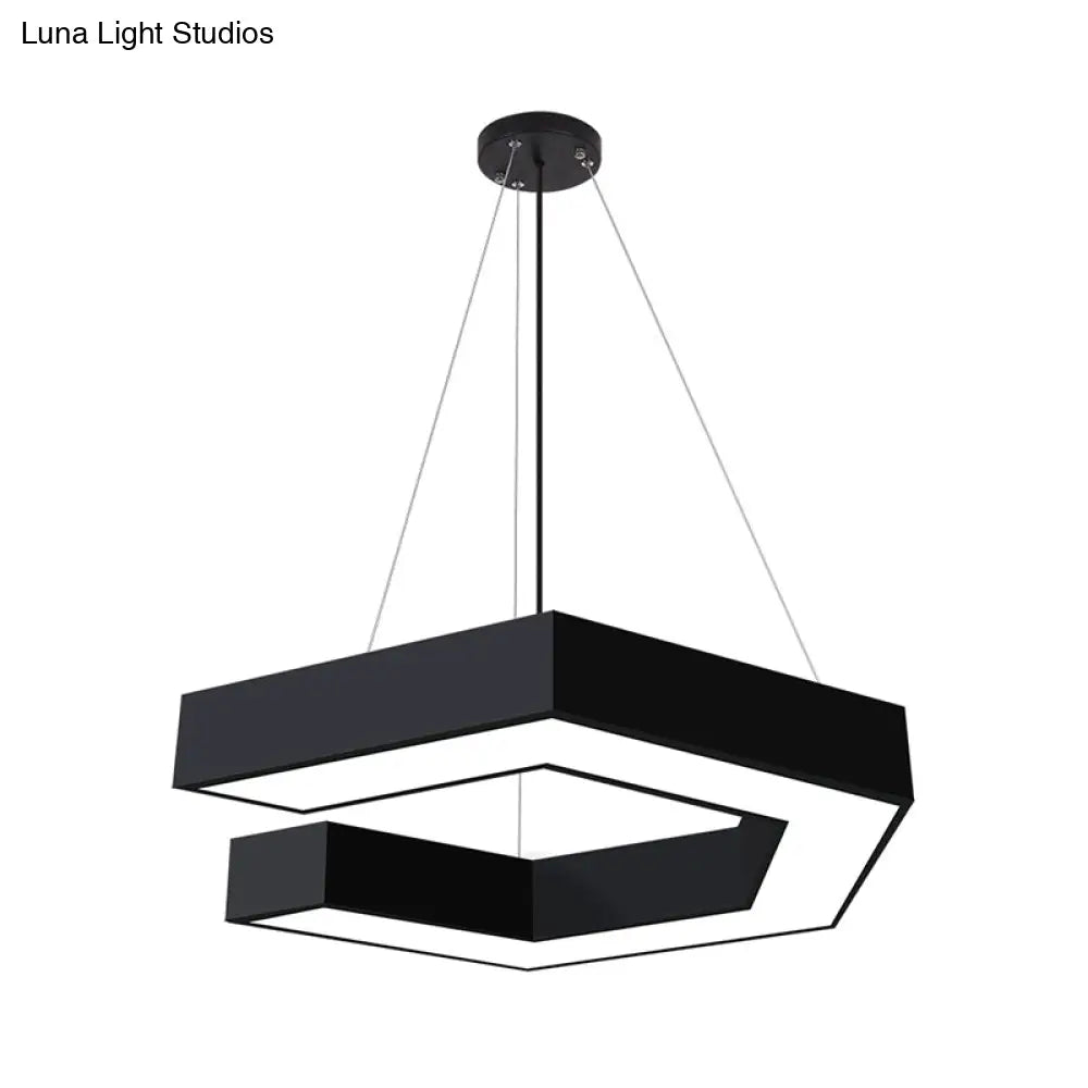 Modern Geometric Led Pendant Lamp For Office - Black Metal Various Sizes