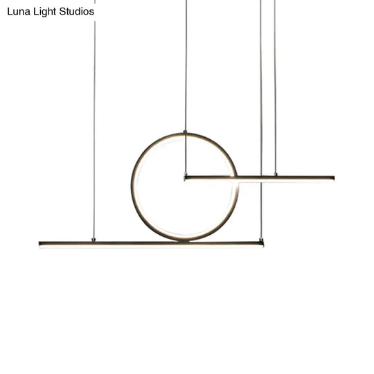 Modern Geometric Led Pendant Light In Black/Gold Warm/White Illumination - Ideal For Kitchen