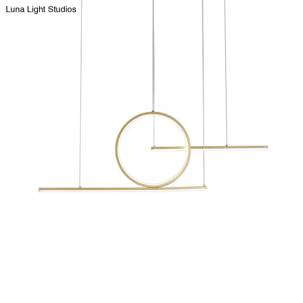 Modern Geometric Led Pendant Light In Black/Gold Warm/White Illumination - Ideal For Kitchen