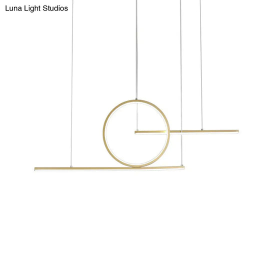 Modern Geometric Led Pendant Light In Black/Gold Warm/White Illumination - Ideal For Kitchen