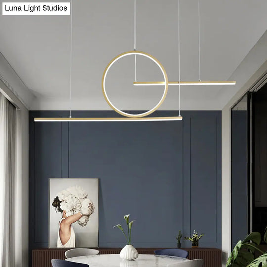 Modern Geometric Led Pendant Light In Black/Gold Warm/White Illumination - Ideal For Kitchen